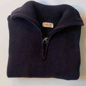 Talbots 100% Cotton 1/4 Zip Pullover Sweater in Deep Navy